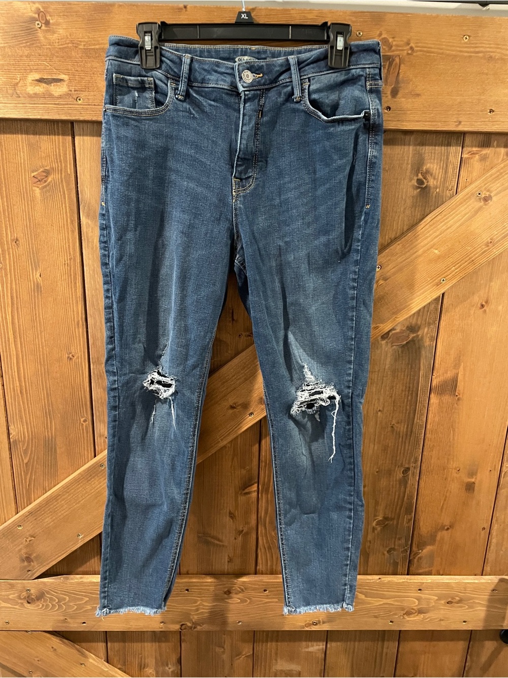 Old Navy Dark Blue Distressed Skinny Jeans